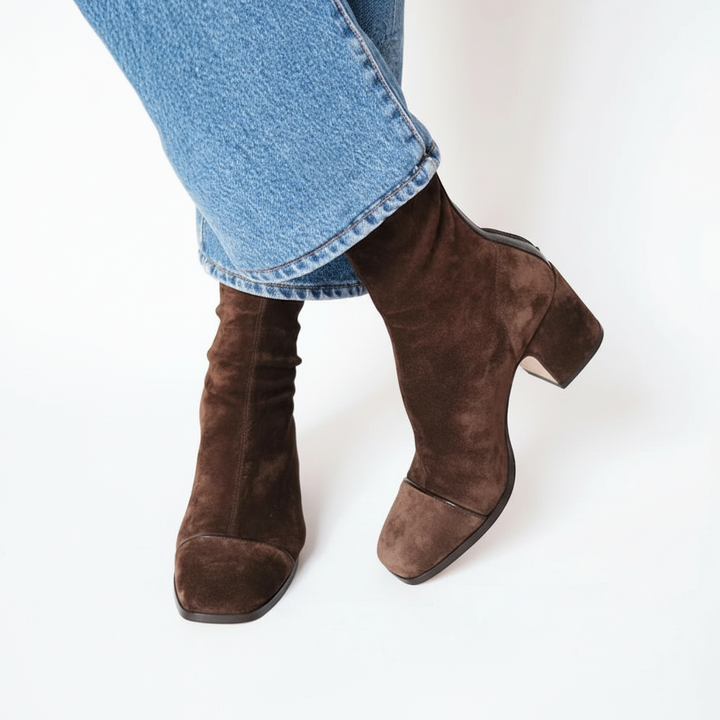 Jessica™ | Elegant Suede Square Toe Ankle Boots