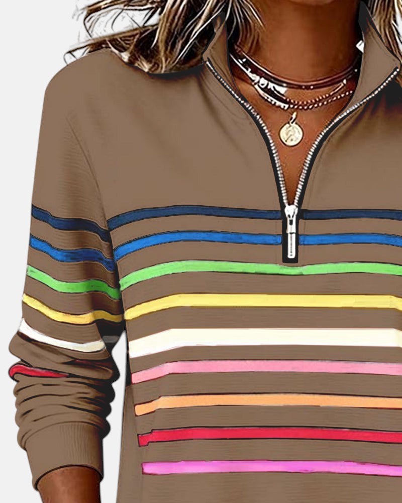 Bridgette™ | Colourful Casual Half-Zip Sweatshirt