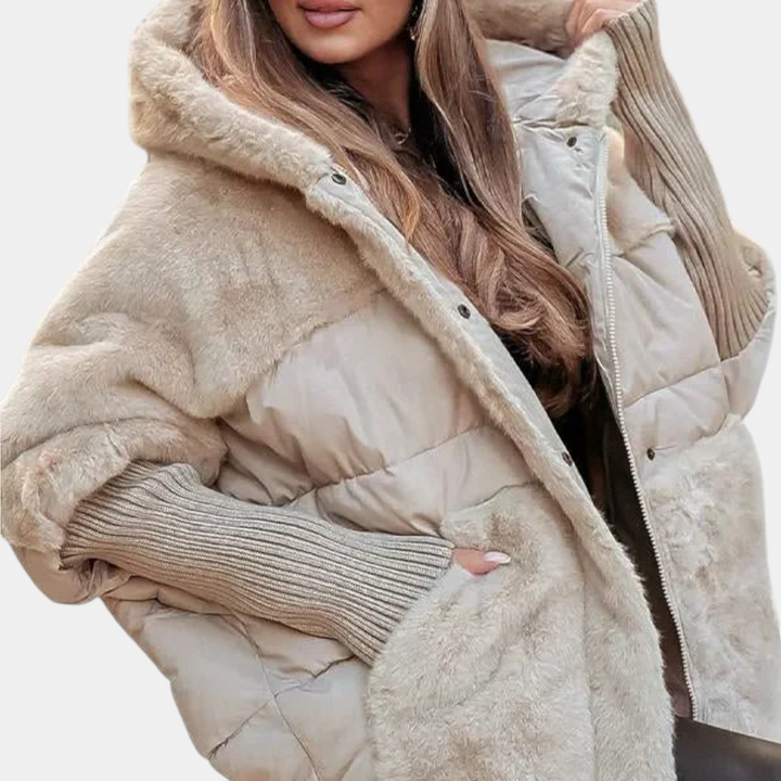 Mika™ | Oversized Hooded Patchwork Puffer Jacket