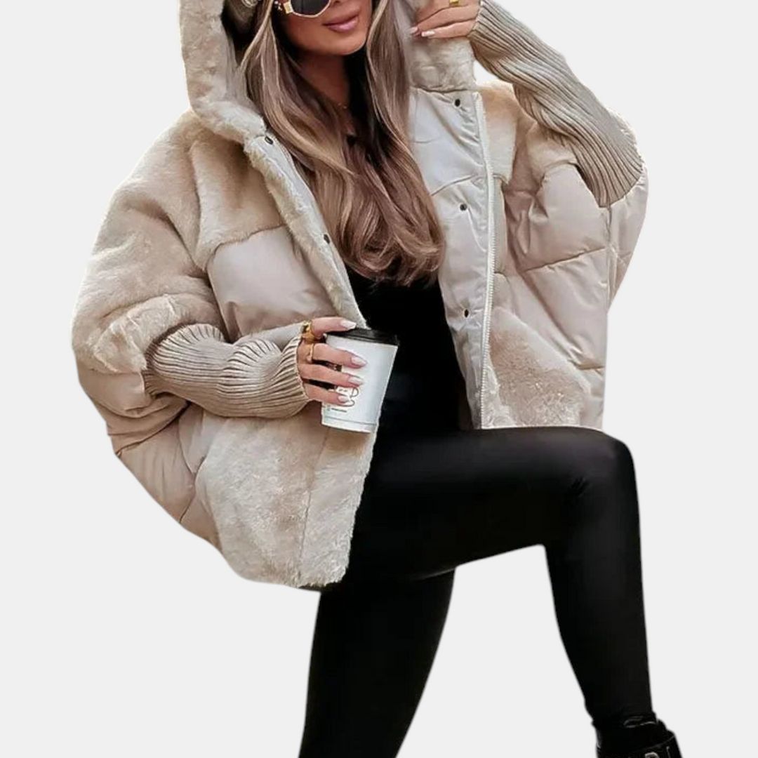 Mika™ | Oversized Hooded Patchwork Puffer Jacket