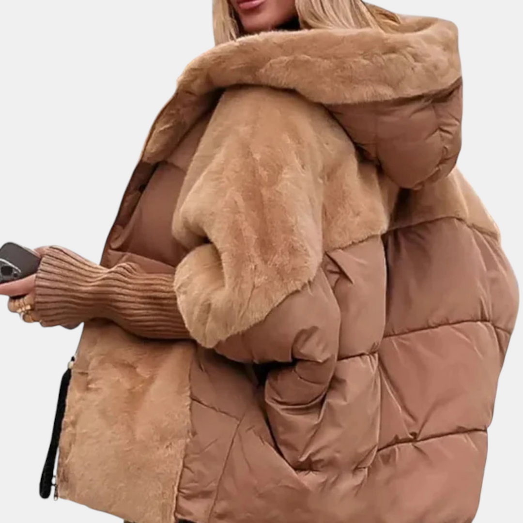 Mika™ | Oversized Hooded Patchwork Puffer Jacket