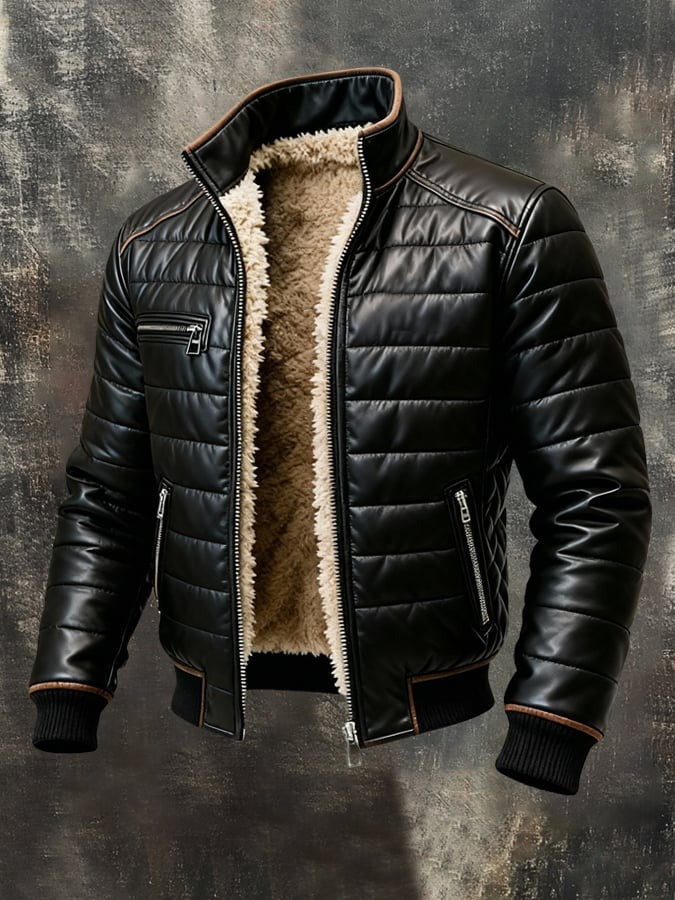 Lance™ | Black Quilted Jacket with Sherpa Lining
