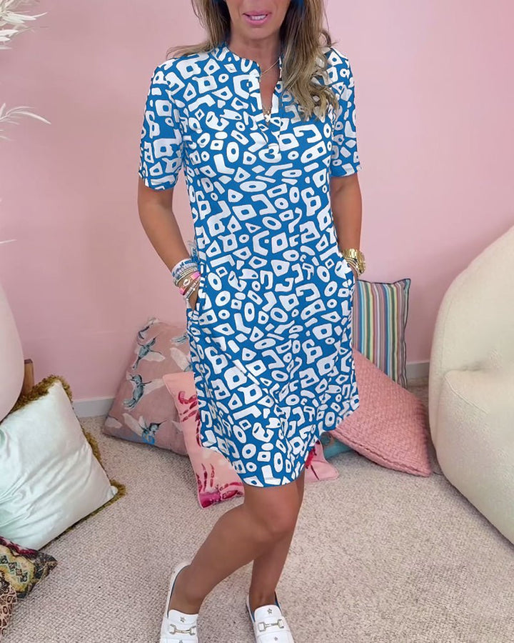 Sophie | Pocketed V-neck Print Dress