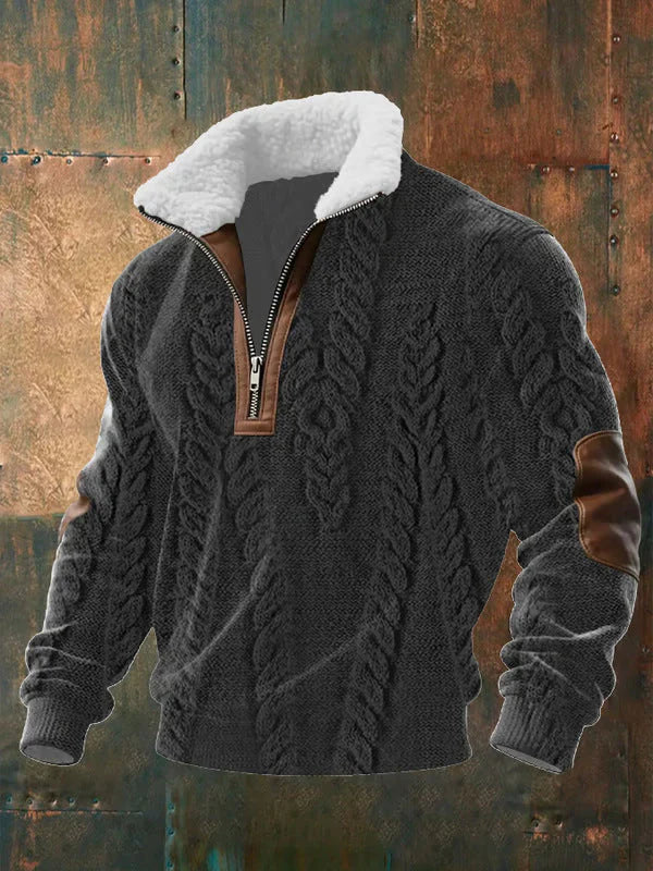 Brandon™ | Zip-Up Sweater with a High Fur-Trimmed Collar