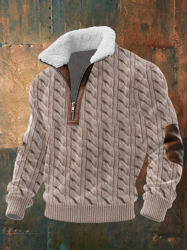 Brandon™ | Zip-Up Sweater with a High Fur-Trimmed Collar