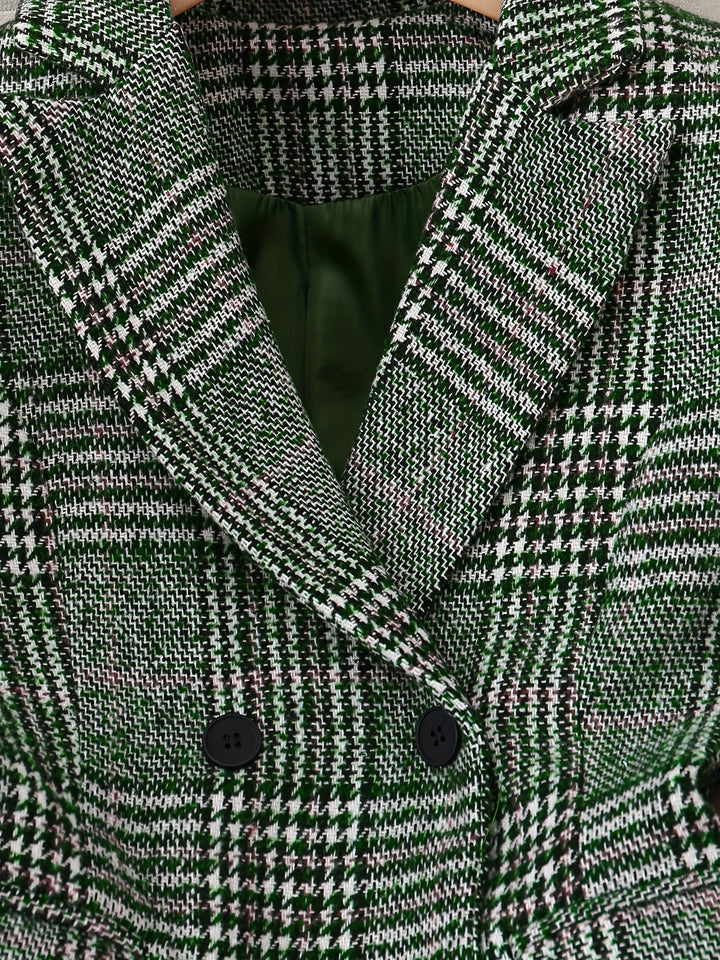 Sabrina™ | Green Plaid Double-Breasted Suit Jacket Set