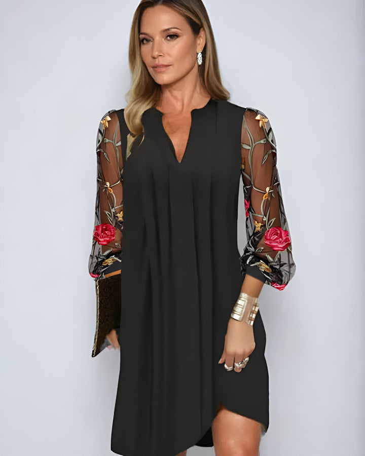 Julia – Embroidered Sleeve Midi Dress