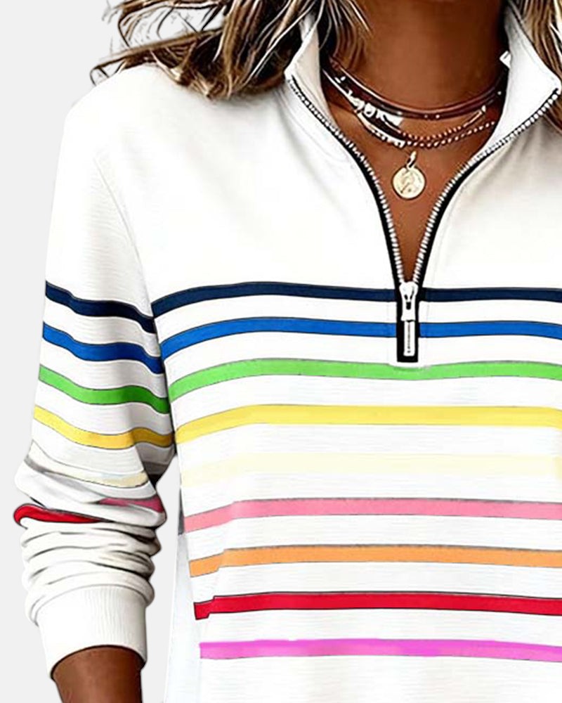 Bridgette™ | Colourful Casual Half-Zip Sweatshirt