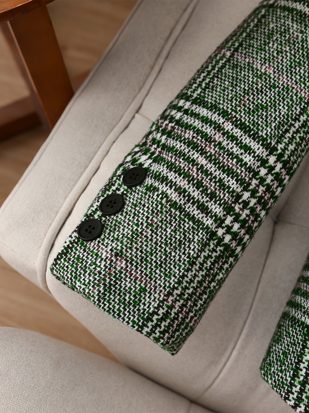 Sabrina™ | Green Plaid Double-Breasted Suit Jacket Set