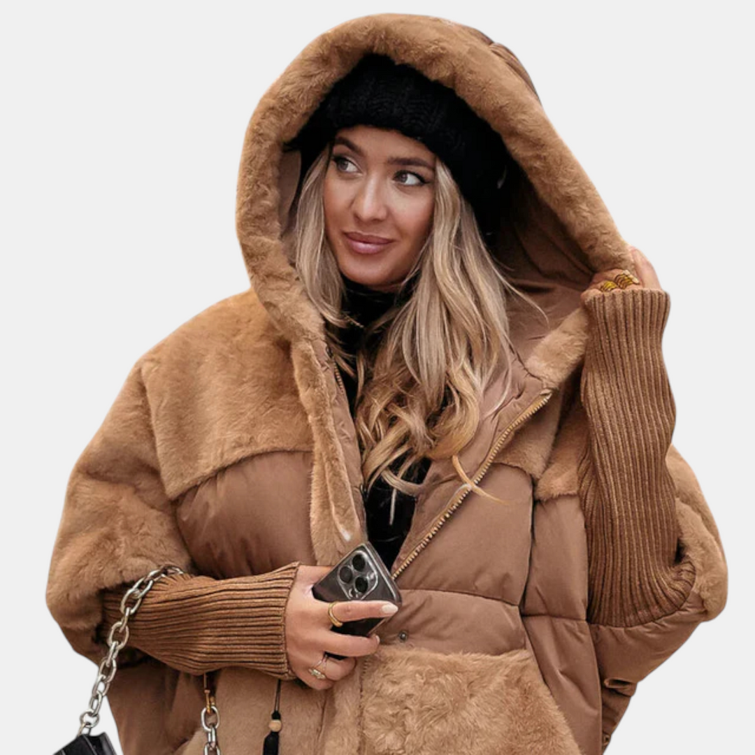 Mika™ | Oversized Hooded Patchwork Puffer Jacket