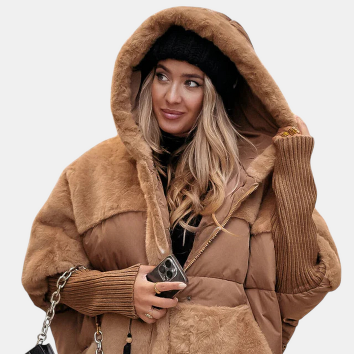 Mika™ | Oversized Hooded Patchwork Puffer Jacket