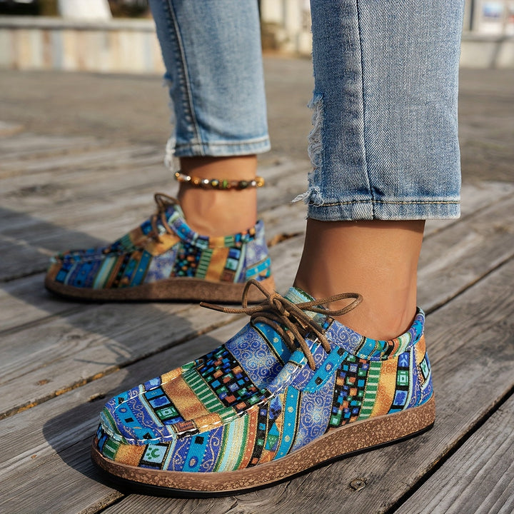 Jenna – Bohemian Patchwork Lace-Up Shoes