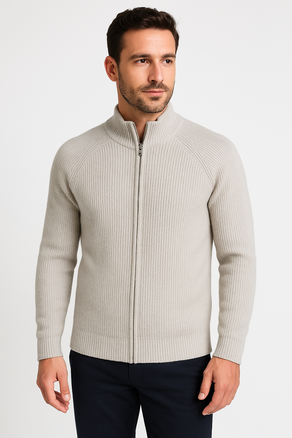 Finn - Merino Wool Zipped Cardigan