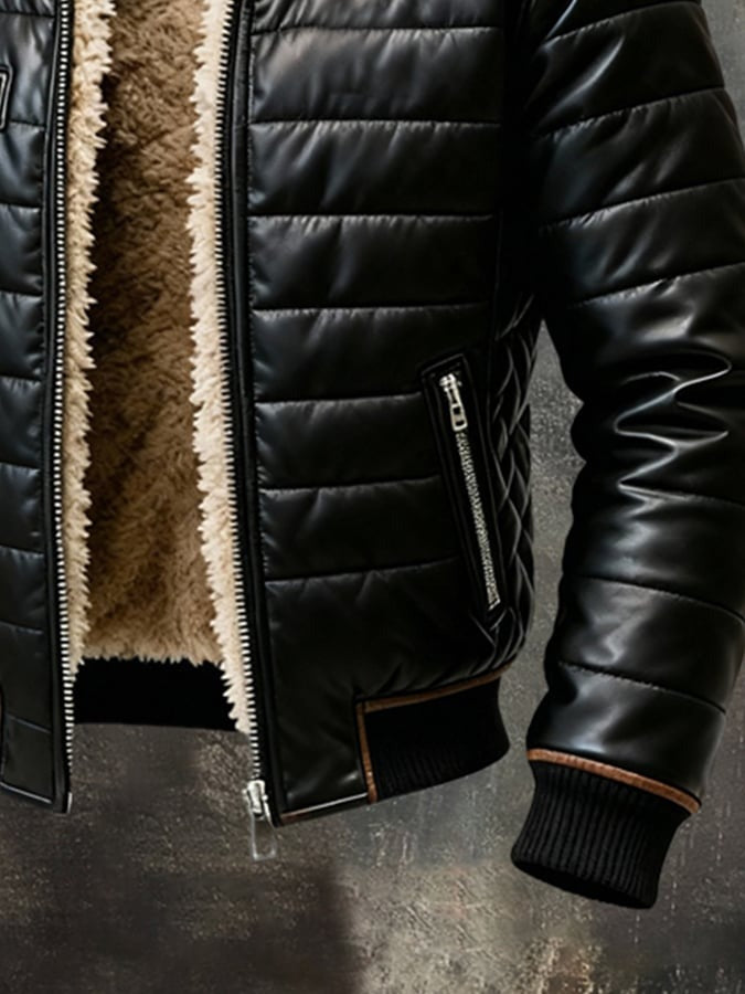 Lance™ | Black Quilted Jacket with Sherpa Lining