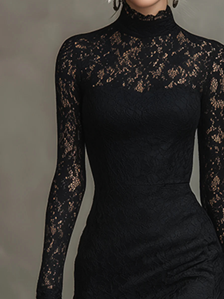Kimberly™ | Black Lace Maxi Dress