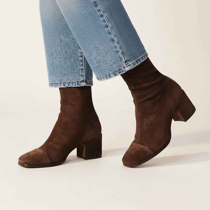 Jessica™ | Elegant Suede Square Toe Ankle Boots