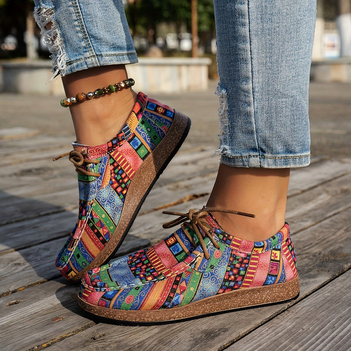 Jenna – Bohemian Patchwork Lace-Up Shoes