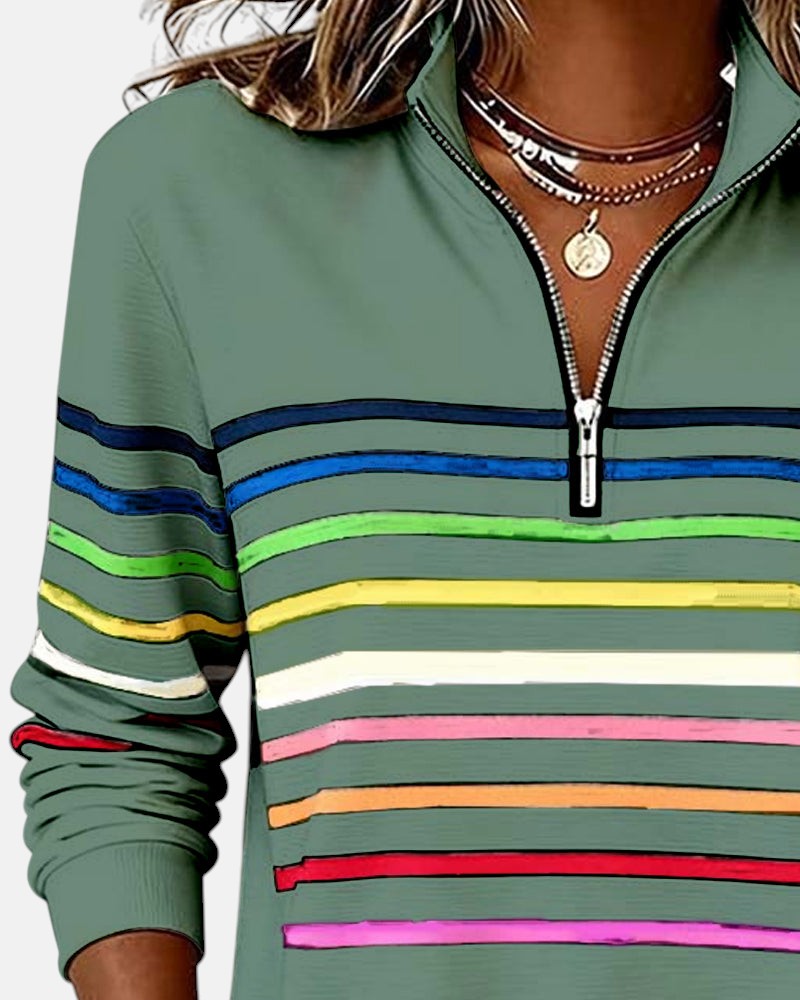 Bridgette™ | Colourful Casual Half-Zip Sweatshirt
