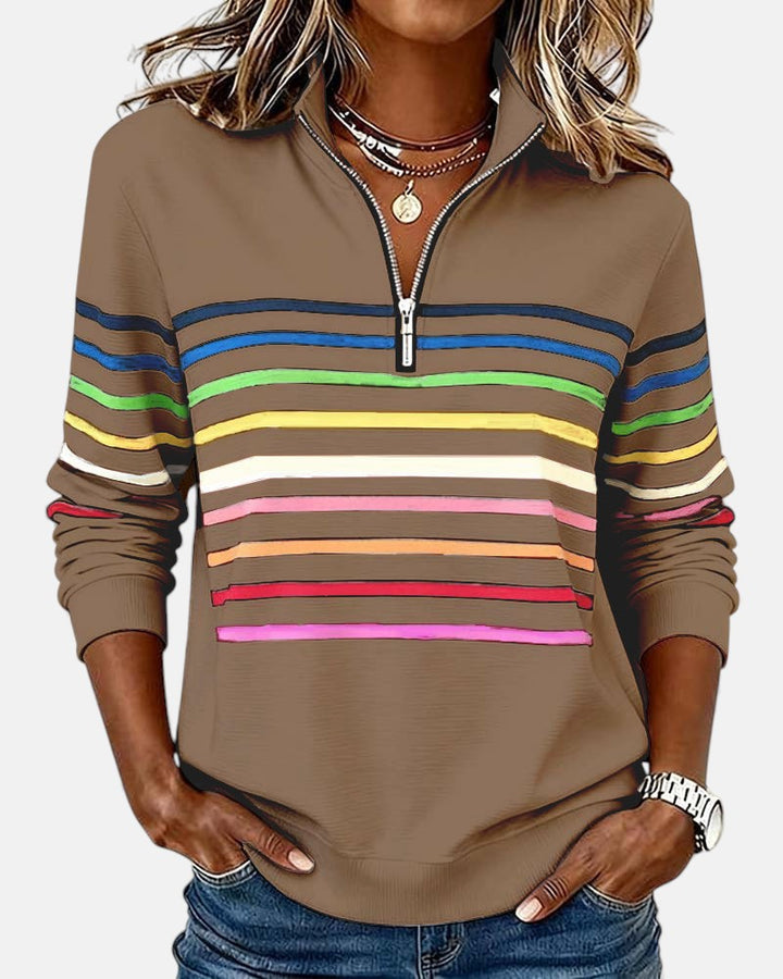Bridgette™ | Colourful Casual Half-Zip Sweatshirt