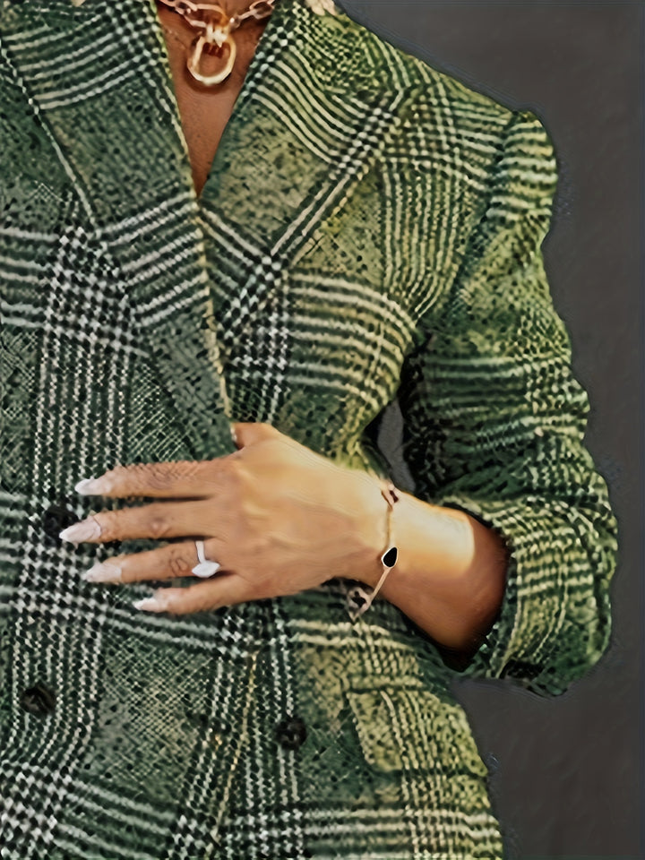 Sabrina™ | Green Plaid Double-Breasted Suit Jacket Set