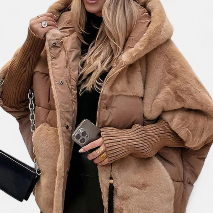 Mika™ | Oversized Hooded Patchwork Puffer Jacket